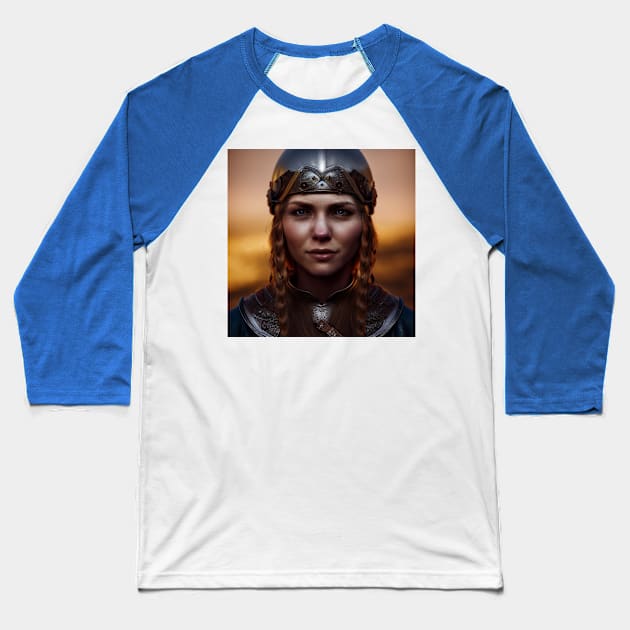 Viking Shield Maiden Baseball T-Shirt by Grassroots Green